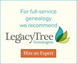 Legacy Tree Genealogists is the world's highest client-rated genealogy research firm. Founded in 2004, the company provides full-service genealogical research for clients worldwide, helping them discover their roots and personal history through records, narratives, and DNA. For more information on Legacy Tree and their services, visit: www.legacytree.com