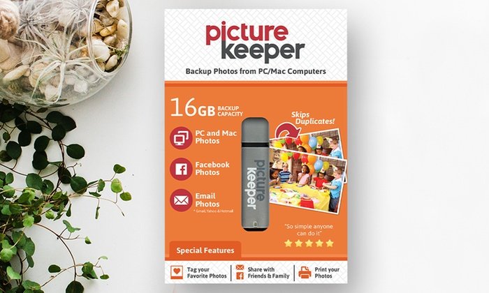 Picture Keeper is an amazing device that looks like a simple USB flash drive but it is so much more. Yes, you could buy a cheap flash drive and take the DIY approach but Picture Keeper has an automated system of making sure ALL of your photos are backed up!