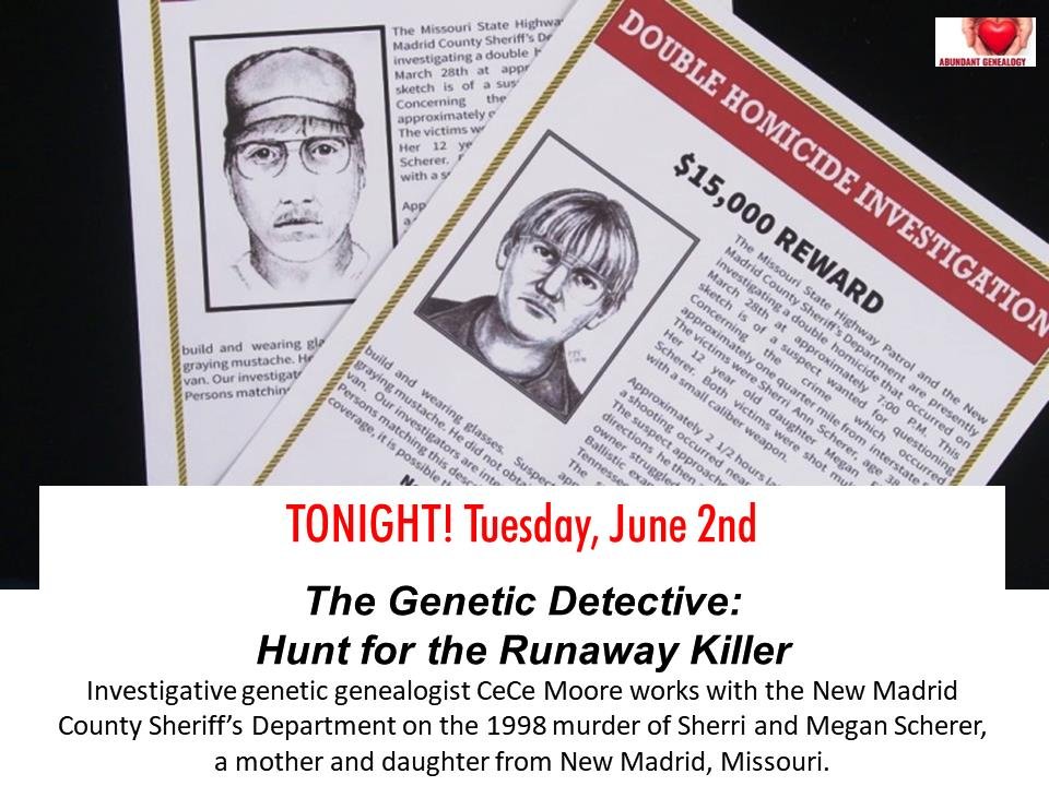 Investigative genetic genealogist CeCe Moore works with the New Madrid County Sheriff’s Department on the 1998 murder of Sherri and Megan Scherer, a mother and daughter from New Madrid, Missouri. As the investigation takes Moore and detectives on a series of unexpected detours across the country, they uncover the identity of a previously unknown serial killer and Moore ends up meeting with the killer’s daughter. The episode features interviews with Steven Scherer, son and brother to the victims; law enforcement from New Madrid and Greenville, South Carolina, and Memphis, Tennessee; the killer’s daughter Deborah Brashers-Claunch; DNA expert Ruth Montgomery; and TV reporter Kathy Sweeney.